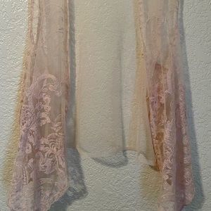 Romantic vintage lace ladies vest with 3 pearl buttons s/m ivory blush color